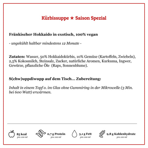 Leckere Kürbissuppe, 100% vegan - ★ Saison Spezial ohne Zusatzstoffe | Suppdiwupp