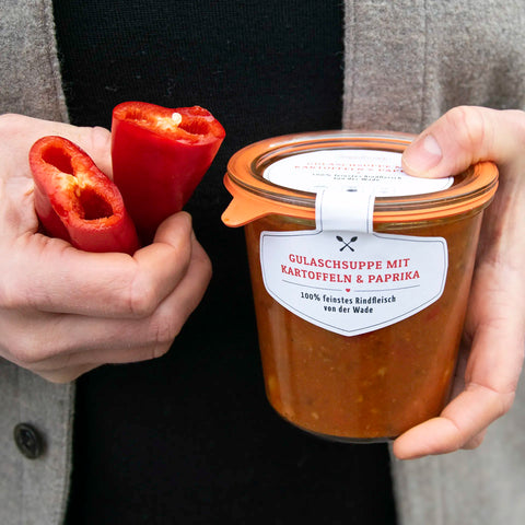 Leckere Gulaschsuppe mit Kartoffeln & Paprika, 100% Rindfleisch schnell zubereitet | Suppdiwupp