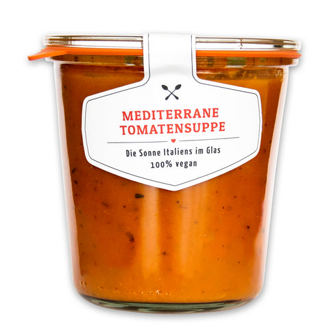 Leckere Mediterrane Tomatensuppe, 100% vegan im original Weck®-Glas | Suppdiwupp