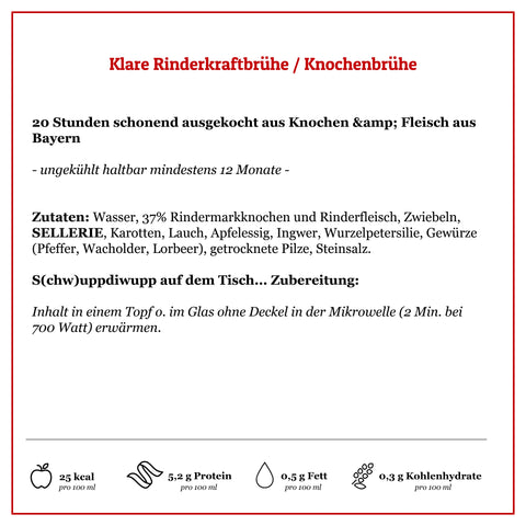 Klare Rinderkraftbrühe Suppdiwupp
Inhalt