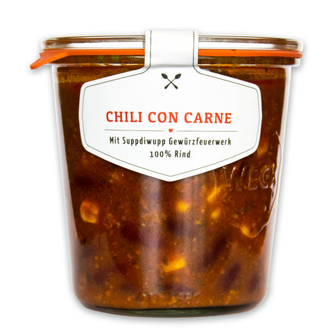 "Leckeres Chili con Carne, 100% Rindfleisch im original Weck®-Glas | Suppdiwupp