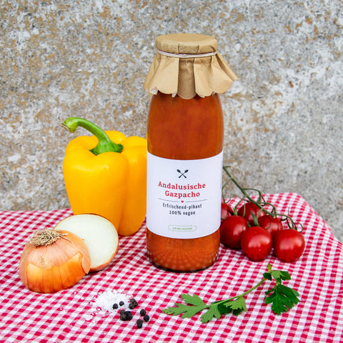 Leckere Andalusische Gazpacho, 100% vegan natürliche Zutaten | Suppdiwupp