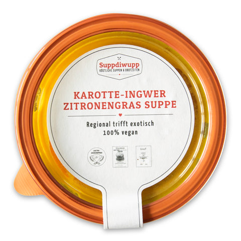 Leckere Karotte-Ingwer-Zitronengras Suppe, 100% vegan im original Weck®-Glas | Suppdiwupp