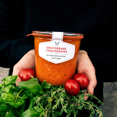 Leckere Mediterrane Tomatensuppe, 100% vegan im original Weck®-Glas | Suppdiwupp